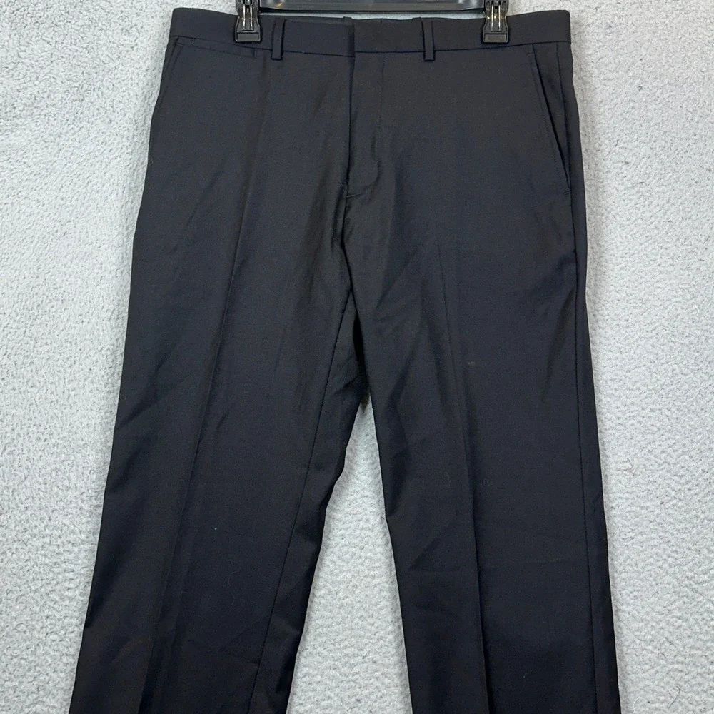Theory Wool Suit Pants Mens 40L 32W Slim Fit Black 2-Button Flat Front 2-Piece